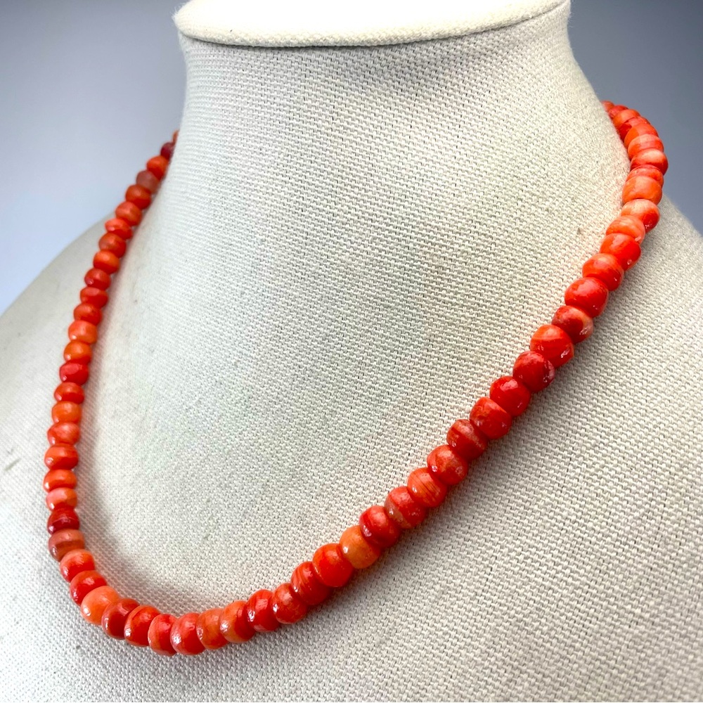 Beautiful Unsigned Vintage Orange Dyed Agate Gemstone Statement Necklace